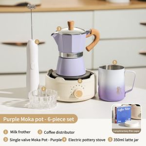 Bincoo Coffee Moka Pot Set Coffee Machine Single Valve Small Extraction Coffee Pot Floral Set 3 people Free filter paper