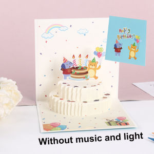 3D Pop Up Birthday Cards Light Music Happy Birthday Greeting Cards Postcards Envelopes Birthday Gift