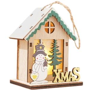 Festival Wooden Cottages Ornament With 48H LED Lights Easy Assembly Holiday Decoration For Christmas New Year Birthday Party