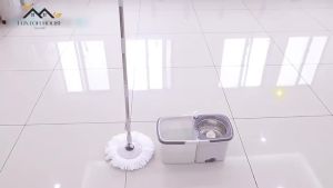 {SG} Spin Mop Set With 304 Stainless Steel Bucket Microfiber Mop Head Spin Rinse Dry Self Cleaning Mop Bucket Set