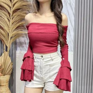 COZYBISS -KATIE TOP LONGSLEEVE RUFFLE CROP TOP ATASAN WANITA KOREAN STYLE