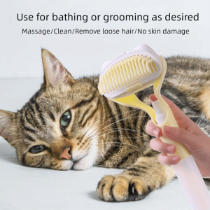 SDFSF Soft Bristle Pet Bath Comb 3-in-1 Press Spray Pet Cleaning Comb Cat Row Comb Detachable Cat Grooming Brush Pet Shedding
