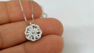 925 Pure Silver 11mm Spin Windmill Pendant Necklace With White Gold Plated