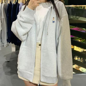 100% Cotton Zipper Hoodie Autumn Winter Womens Oversize Hoodie High Street Fashion Brand ins American Top