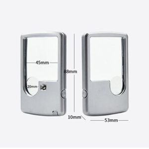 Kaca Pembesar Kartu Nama Lensa Optik Akrilik Portable Lampu Light Led Persegi Panjang 3-6 Kali Ultra-Tipis Ultra-Thin Rectangular Magnifying Glass