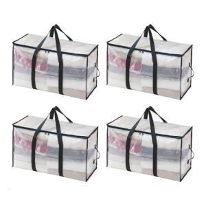 Sturdy Fabric Clothes Storage Bag Visible Pattern Oversized Waterproof Container With Net Handles