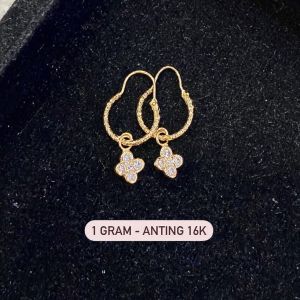 Anting bulat emas asli kadar 700 70 16k rosegold gantung permata bola ukir kilat simple mewah giwang kerabu ringan 1 gram anak wanita
