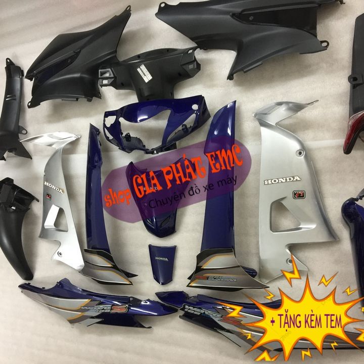 [ KÈM TEM ] Dàn áo màu XANH TÍM THAN xe Wave RS / Wave alpha / Wave s100