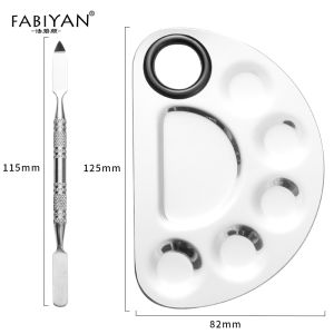 Stainless Steel Makeup Palette Nail Art Polish Mixing Plate Foundation Eye Shadow Mixer Palette + Spatula Bar