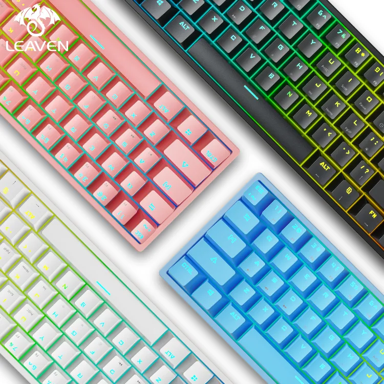 LEAVEN K620 keyboard mechanical tkl rgb murah type-c wired ...