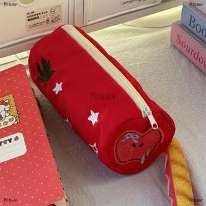 [COD] fhsav กระเป๋าใส่ดินสอปักรูปแอปเปิ้ลสีแดงน่ารักกระเป๋าเครื่องสำอางแบบพกพาลายการ์ตูนกระเป๋าใส่เครื่องเขียนกระเป๋าใส่นักเรียนของขวัญ