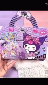 Quivlox Set with Princess Makeup Bag for Girls DIY Dress up Stickers Kuromi and MyMelody Cosmetics Pouch Toy