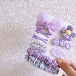 Junyeh 9pcs/set Korean Girls Hair Accessories Set Hair Clips Pins Elastic Hair Tie Scrunchies Birthday Gift For Baby Girls Kids
