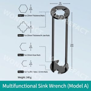 Multifunctional Sink Wrench 7-Slot Plumbing Spanner for Tight Spaces HDB & BTO Compatible Kitchen & Bathroom Repair