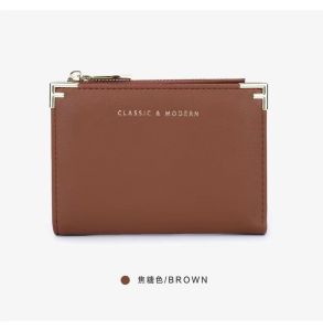 New Short Women Small and Delicate Korean Style Wallet Multiple Card Slots and Two-fold Leather Clutch Dompet Perempuan