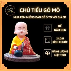 Tượng phật chú tiểu gõ mõ tụng kinh để taplo trang trí xe hơi ô tô