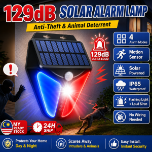129dB Solar Alarm Light PIR Motion Sensor Anti Theft Security Strobe Lamp Waterproof Outdoor Garden Farm Fence