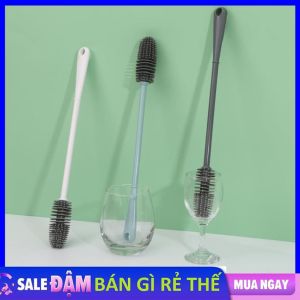 CÂY CỌ RỬA CỐC CHÉN BÌNH SỮA SILICON - Bàn chải silicon vệ sinh ly cốc cán cầm dài - Cây Rửa Ly Đa Năng
