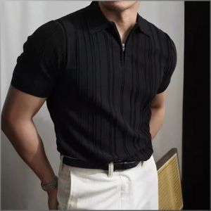 Sweater Lapel Breathability Crew Neck T-shirt Knitting American Retro Office Workers Business