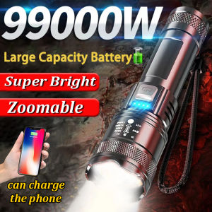 💡100x brighter than car💡Flashlight LED Torch light 1000000W USB Rechargeable Torchlight Outdoor Zoombable Hand Torch Pocket flashlight rechargeabl waterproof Adjustable Focus lampu suluh terang jarak jauh super bright camping light 手电筒