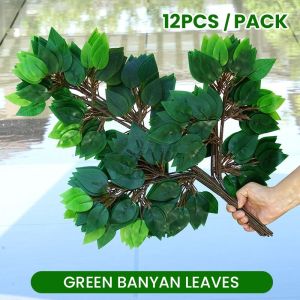Superior Simulation Banyan Leaves Fake Flowers Wedding Home Party Decoration Safe Packing