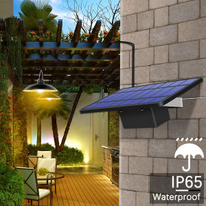 Warmtaste Led Lampu Solar Luar Rumah Pendant Light Indoor House Ceiling Lamp Dual-Headed Outdoor Waterproof Adjustable Brightness Solar Chandeliers Bulb Lights with Remote for Garden Street Courtyard Lighting Led