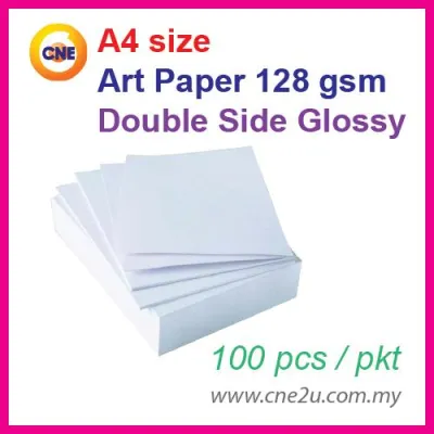 100pcs A4 Art Paper Double Side Glossy 128gsm (FOR LASER PRINTER ONLY) / Kertas Licin / Artpaper / 铜版纸