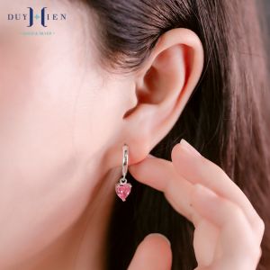 Khuyên Tai Bạc Trẻ Em Duy Hiển S925 Kiểu Tùng Teng Dài Hình Trái Tim Đá Xinh Xắn