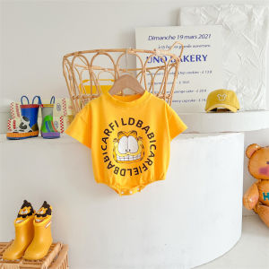 BestBorn 0-2 year old Baby Clothes Set Cotton Comfortable and Soft Romper + Socks + Hat Yellow Garfield Cartoon Clothes