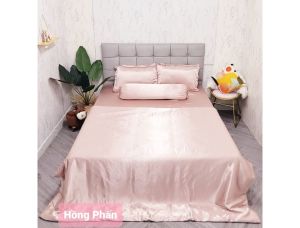 [Chuẩn đẹp] Bộ gồm 4 món 5 món Chăn Ga Phi Lụa Mềm Mịn Thoáng Mát - Hàng Cao Cấp Loại 1 chăn ga lụa đủ size - Ngans Bedding