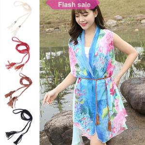 Flash Sale Boho Women Simple PU Leather Tassel Braided Self-Tie Belt Thin Waist Rope Belt