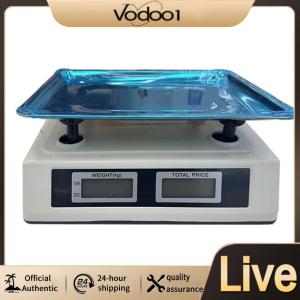 【Vodool】 40kg/1g Price Computing Scale with Stainless Steel Plate Commercial Price Scale LCD Digital Display for Farmers Market Meat Shop