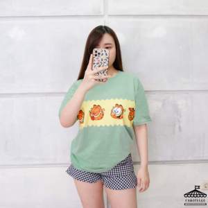 CAROTYLES S Kaos Couple Keluarga Motif Cat Sleeping Wanita Lengan Pendek Katun