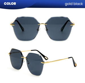 IOOI Eyewear - Kacamata Hitam Segi Enam Kotak Over Size Sunglasses Metal PC Kokoh Fashion Wanita 901
