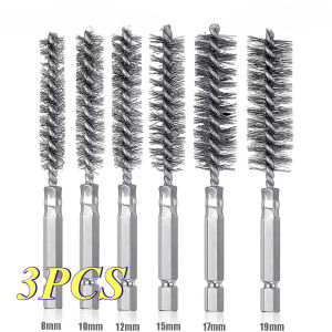 Wire Brush Drill Bore Cleaning Brush Hexagonal Handle Stainless Steel Brush for Anti-rust Cleaning