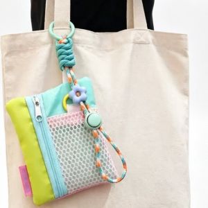 PHANT Mesh Design Earphone Bag Portable Size Woven Strap Mini Storage Bag Phone Lanyard Cute Design Mini Coin Purse Small Accessories