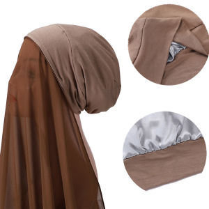 Jifang Plain Bubble Chiffon Shawl Instant Hijabs Modal Cotton Double layer Bonnet Inner Cap WJ743