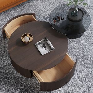 Coffee Table wIth Storage Nordic y Color Round Modern Simple Light Luxury Household Creative Glass Coffee Table Combination Living Room Small Apartment