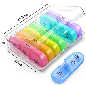 Weekly Pill Organizer 3 Times a Day 21 Compartments Moisture-Proof Pill Multifunctional storage Organizer Box Hold Medicine Vitamin and Supplement