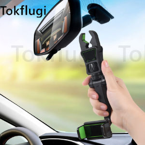 Car Phone Holder Multifunctional 360 Degree Rotatable Auto Rearview Mirror Seat Hanging Clip Bracket Cell Phone Holder