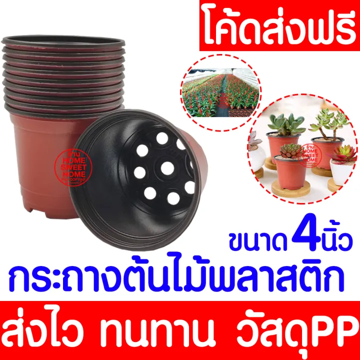กระถางพลาสติกสีน้ำตาลแบบนิ่ม 4 นิ้ว สำหรับเพาะเมล็ด