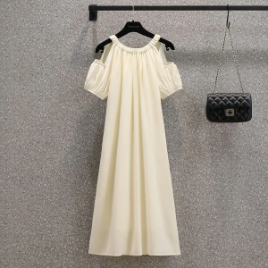 Ief váy nữ Đầm sang trọng quây dáng rộng phong cách Hàn Quốc Quần Áo Nữ ngoại cỡ che bụng váy dài vừa ngọt ngào kiểu Pháp