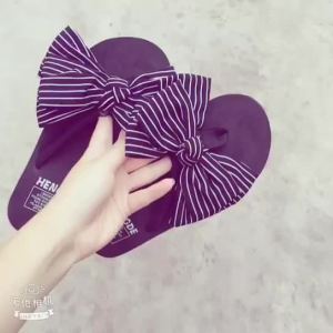 [Free Shipping] Summer Sweet Floral Slippers Bowknot Flip-Flops Beach Sandals WomenS Wedge Heel Sandals