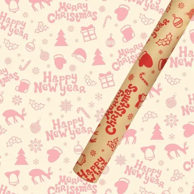 [50x70cm] 1pc Roll Christmas Gift Wrapping Paper/ DIY Craft Paper for Home Birthday Party Wedding Decoration