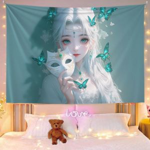 Beauty Under The Mask -ins Wind Room No-Drill Background Cloth Bedside Hanging Cloth Wall Hanging Wall Decoration Hanging Cloth