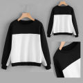 Sweater round neck casual hoodie kombinasi hitam putih sweatshirt pria/wanita/unisex/couple jaket kekinian. 