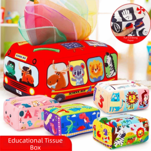 ALICE XU Educational Baby Montessori Toy Crinkle Cloth Interactive Infant Pull Along Toy Soothing Skills Training Tissue Box Toys Baby Game