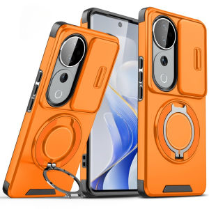 Armor Ring Bracket Phone Case for Vivo V40 Pro V40Pro V40Lite V 40 VivoV40 5G Luxury Slide Camera Lens Protection Hard Casing PC Bumper Armor Shockproof Back Cover