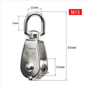 304 Stainless Steel Pulley M15 M20 M32 Single Wheel Swivel Lifting Rope Pulley Set Bearing Lifting Wheel Tools For Hanging Weight Things To Lighten Load Single Wheel Swivel Pulley Heavy Duty Lifting Rope Pulley Equipment Roller Lifting
