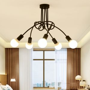 【Free Bulb】Nordic Ceiling Light Chandelier with LED bulb 5 Head For Living Room Ceiling lamp Hanging Light For Dining Drop For Dining Table Drop Lights For Dining Area Chandelier For Kitchen Dining Modern Pendant Light Kitchen Light Ceiling Chandelier